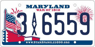 MD license plate 3AX6559