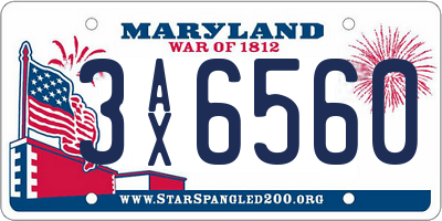 MD license plate 3AX6560