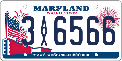 MD license plate 3AX6566