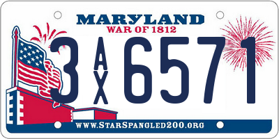 MD license plate 3AX6571