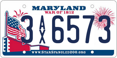 MD license plate 3AX6573