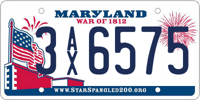 MD license plate 3AX6575