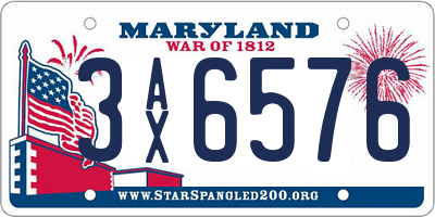 MD license plate 3AX6576