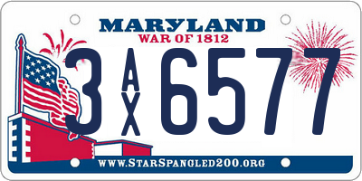 MD license plate 3AX6577