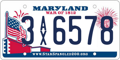 MD license plate 3AX6578