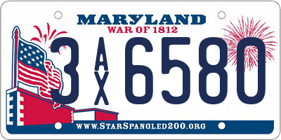 MD license plate 3AX6580