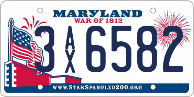 MD license plate 3AX6582