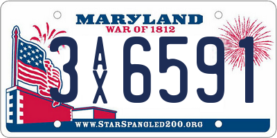 MD license plate 3AX6591