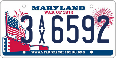 MD license plate 3AX6592