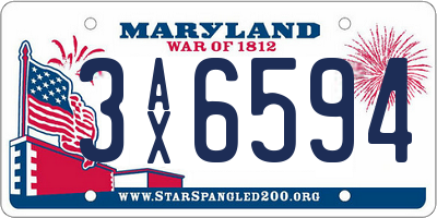 MD license plate 3AX6594