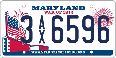 MD license plate 3AX6596