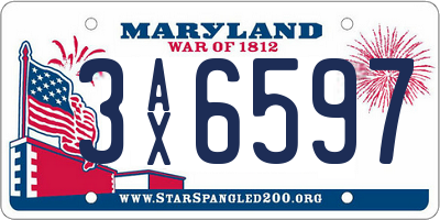 MD license plate 3AX6597