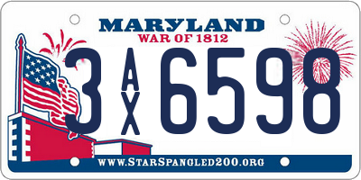 MD license plate 3AX6598