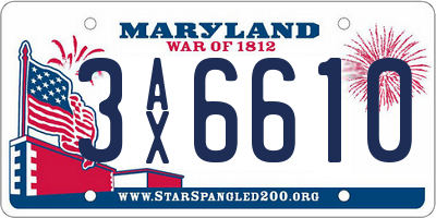 MD license plate 3AX6610
