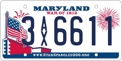 MD license plate 3AX6611