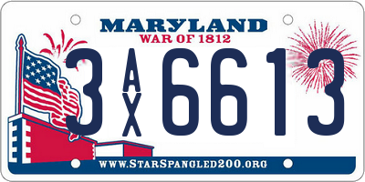 MD license plate 3AX6613