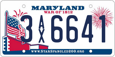MD license plate 3AX6641