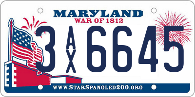 MD license plate 3AX6645