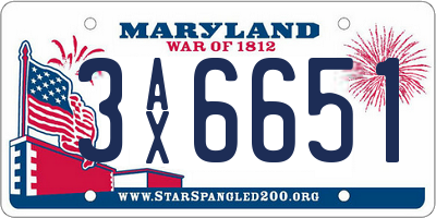 MD license plate 3AX6651