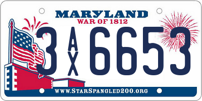 MD license plate 3AX6653