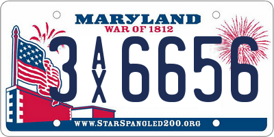 MD license plate 3AX6656