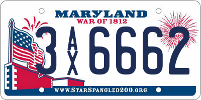 MD license plate 3AX6662