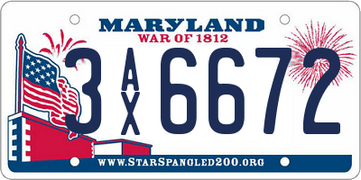 MD license plate 3AX6672