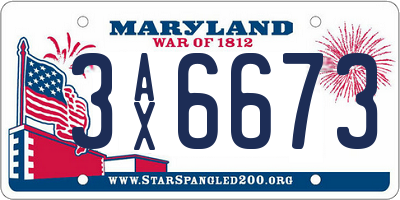 MD license plate 3AX6673