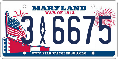 MD license plate 3AX6675