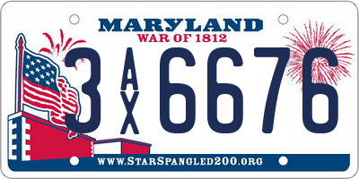 MD license plate 3AX6676