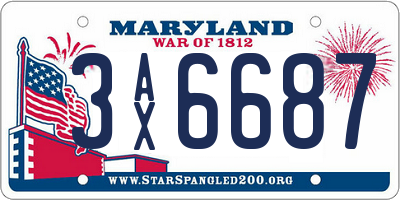 MD license plate 3AX6687