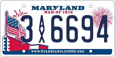 MD license plate 3AX6694