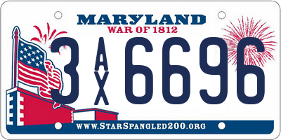MD license plate 3AX6696