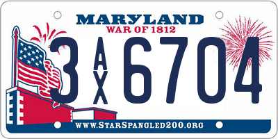 MD license plate 3AX6704