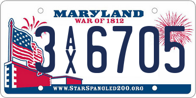MD license plate 3AX6705