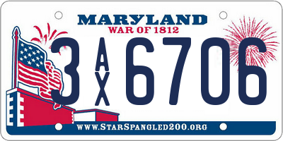 MD license plate 3AX6706