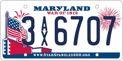 MD license plate 3AX6707