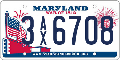 MD license plate 3AX6708