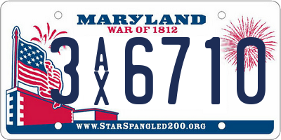 MD license plate 3AX6710