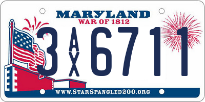 MD license plate 3AX6711