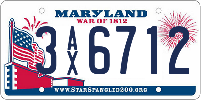 MD license plate 3AX6712