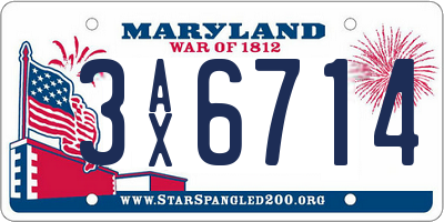 MD license plate 3AX6714