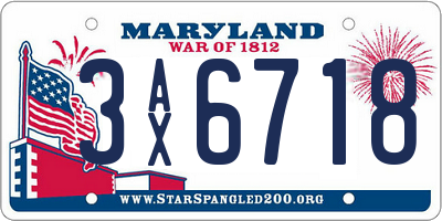 MD license plate 3AX6718