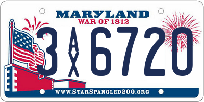 MD license plate 3AX6720