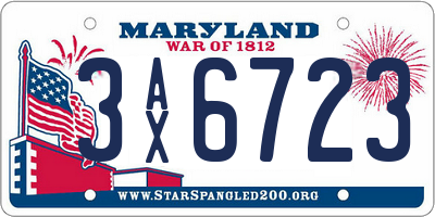 MD license plate 3AX6723