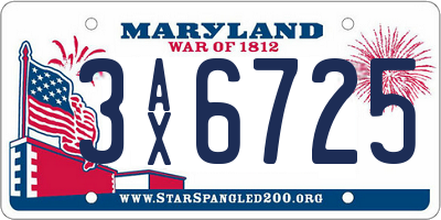 MD license plate 3AX6725