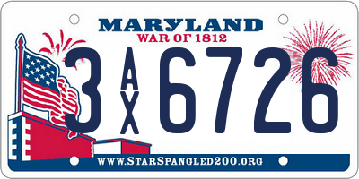 MD license plate 3AX6726
