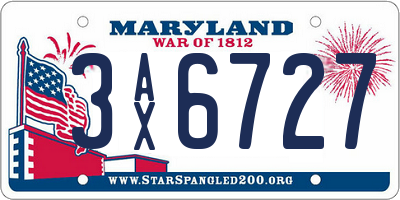 MD license plate 3AX6727