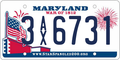 MD license plate 3AX6731