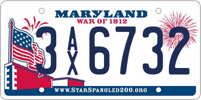 MD license plate 3AX6732